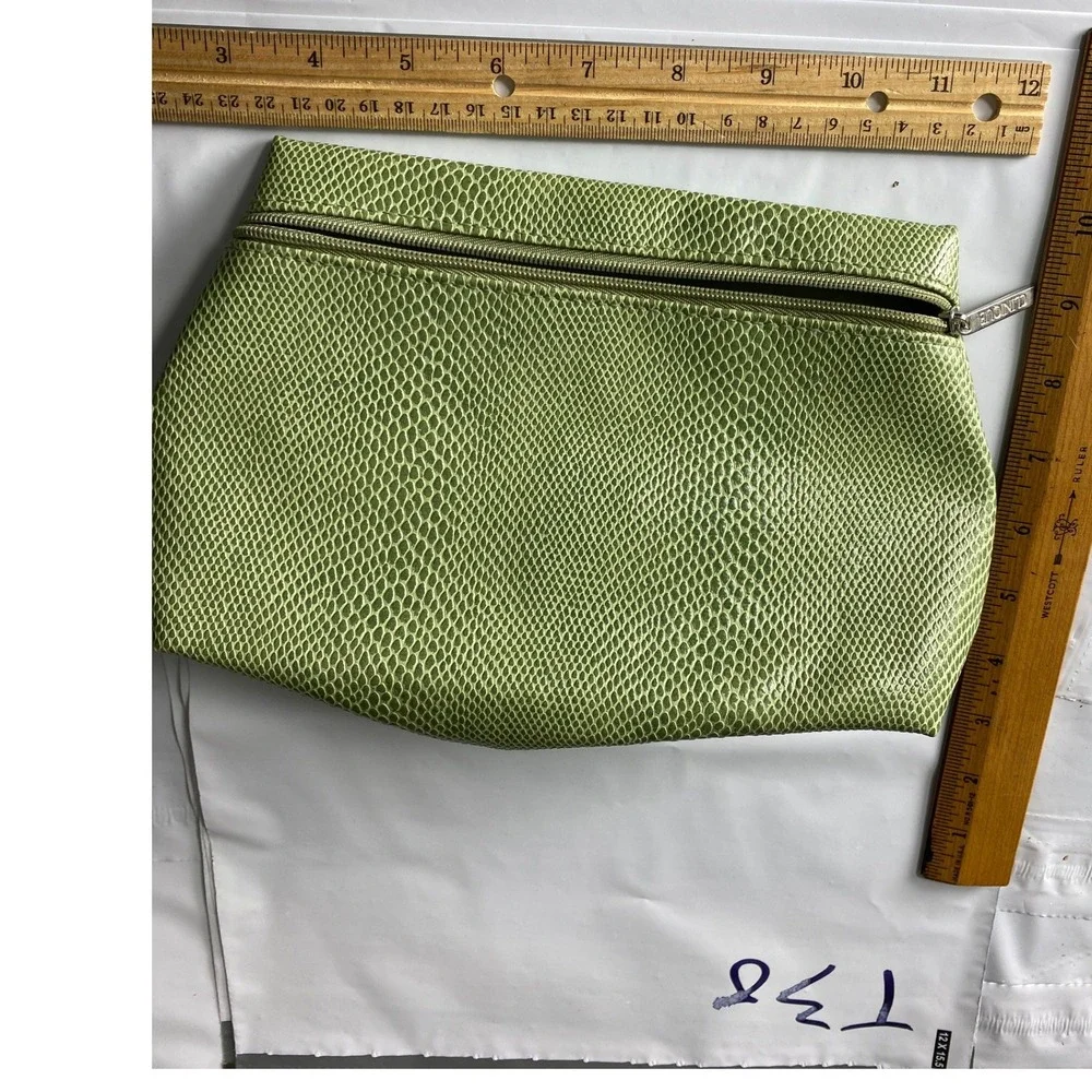 Lime‎ Green Snakeskin Print Cosmetic Bag Pouch Zipper Closure